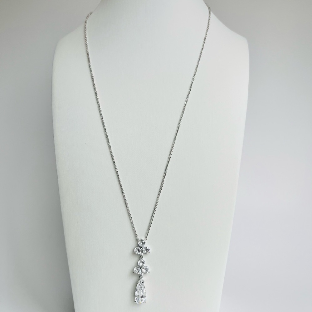 Eliot Danori Silver-Tone Mixed Stone Lariat Necklace 16”